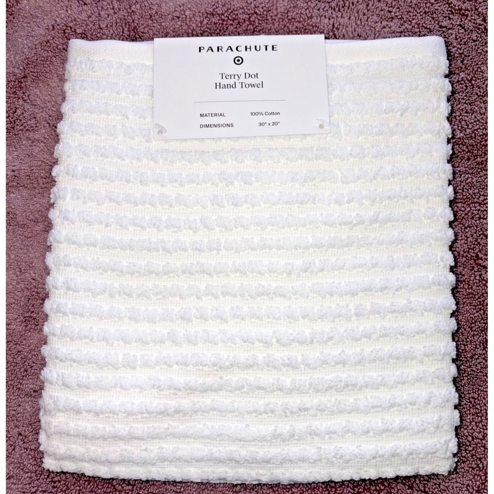 Parachute Terry Dot Hand Towel in White - 100% Cotton - 1 Towel